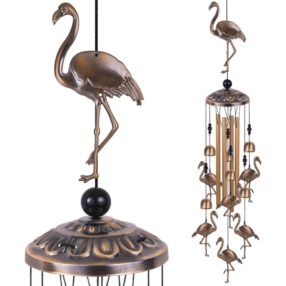 Outdoor Flamingos Wind Chimes, Flamingo Bronze Windchimes, Gift Wind Chime, Flam